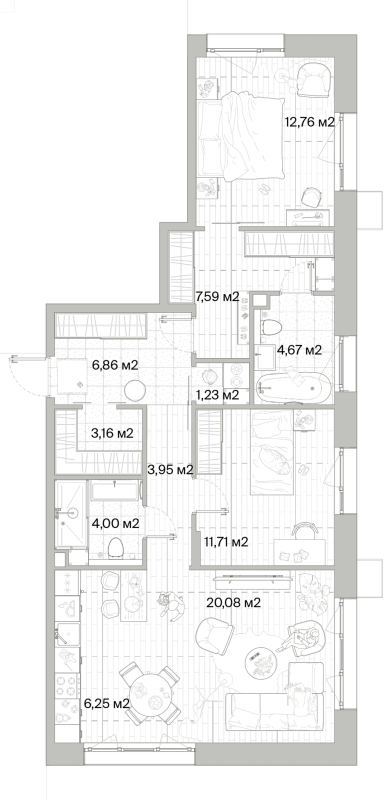 3 ккв (Евро) 82,3 м²