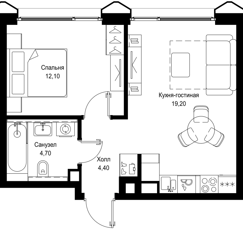 2 ккв (Евро) 40,4 м²