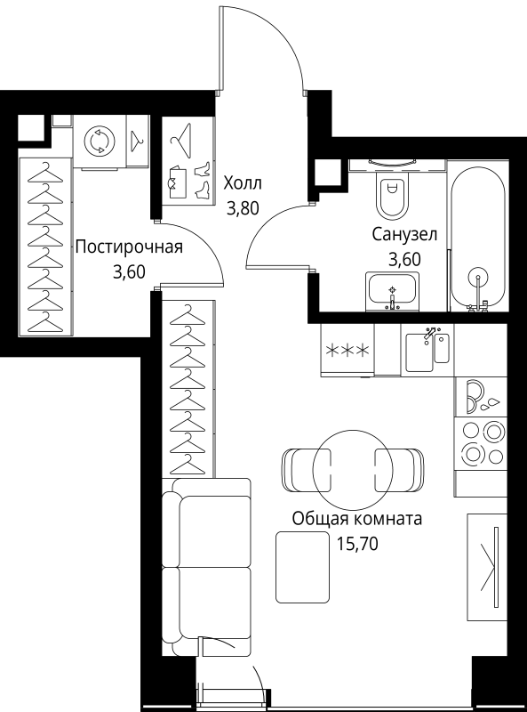 Студия 26,7 м²