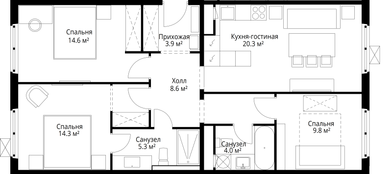 4 ккв (Евро) 80,8 м²