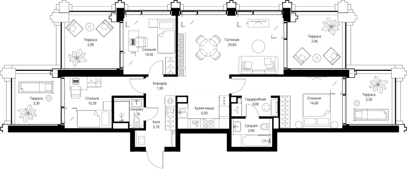 4 ккв (Евро) 92,8 м²
