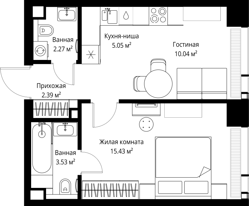 2 ккв (Евро) 38,7 м²
