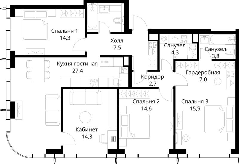 5 ккв (Евро) 116,3 м²