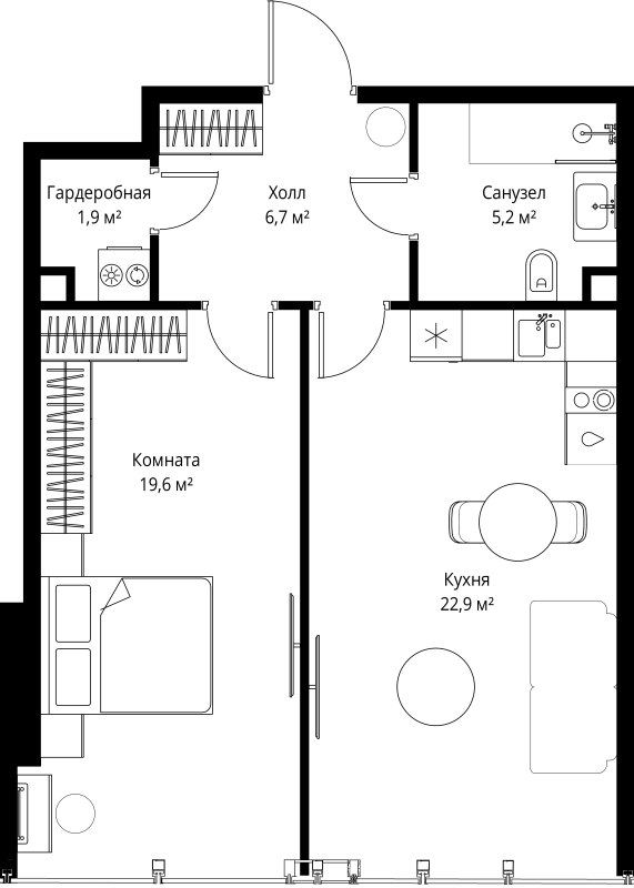 2 ккв (Евро) 56,3 м²