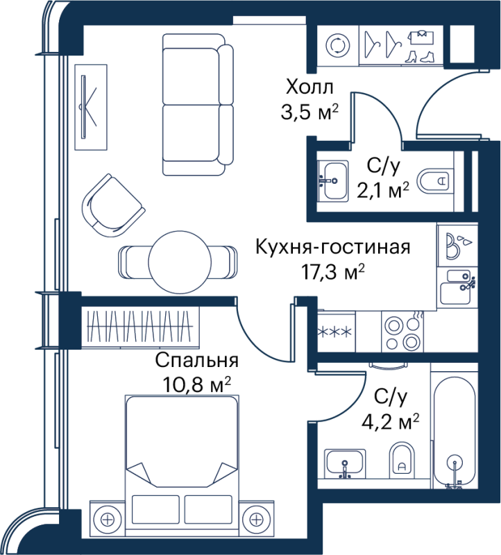 2 ккв (Евро) 37,8 м²