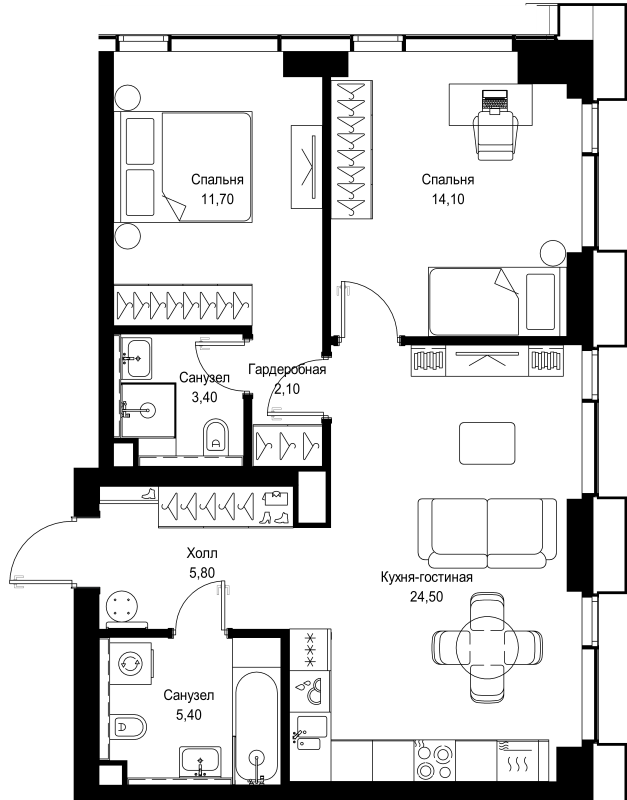 3 ккв (Евро) 67 м²