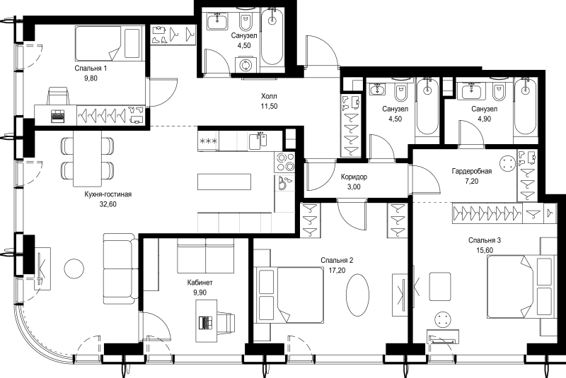 5 ккв (Евро) 120,7 м²