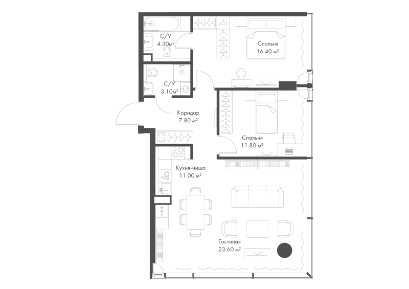3 ккв (Евро) 78 м²