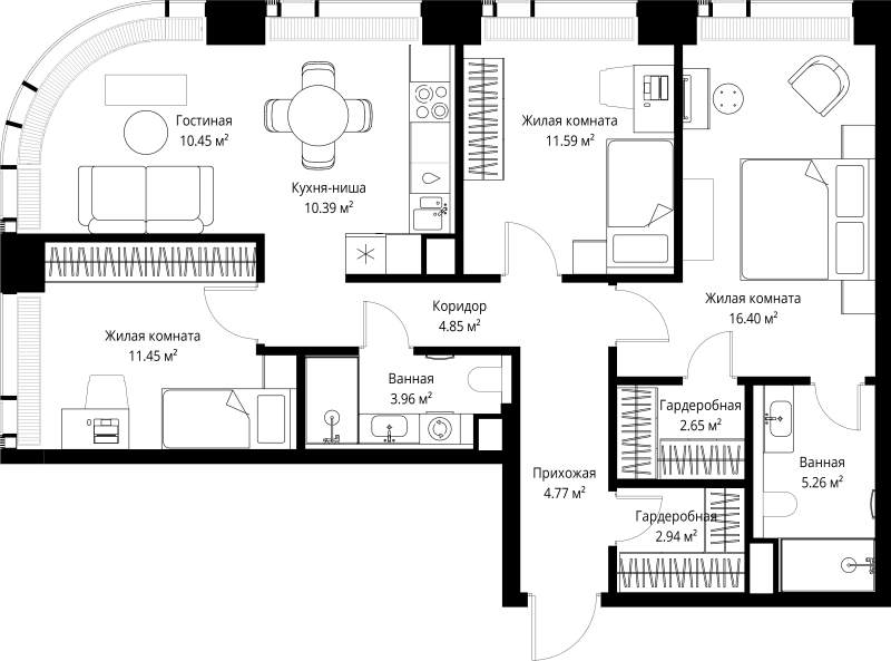 4 ккв (Евро) 84,7 м²
