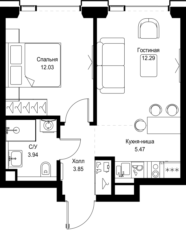 2 ккв (Евро) 37,6 м²