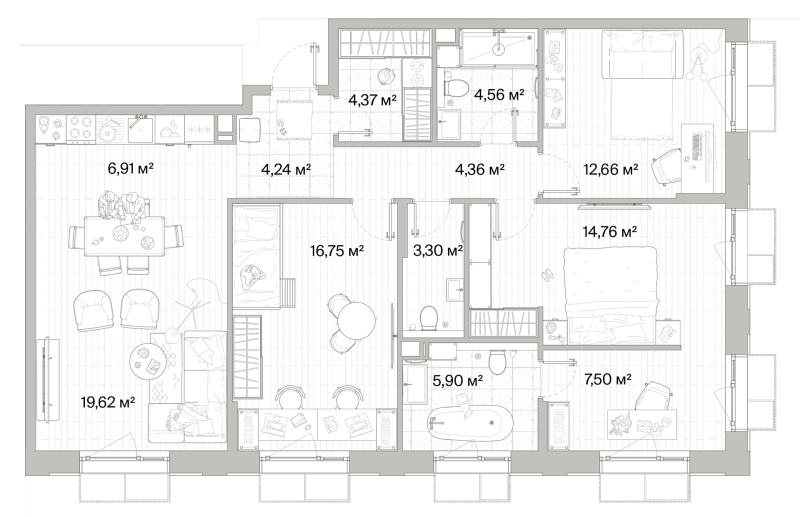 4 ккв (Евро) 104,9 м²