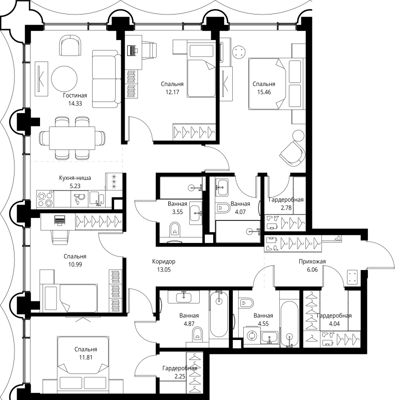5 ккв (Евро) 115,2 м²