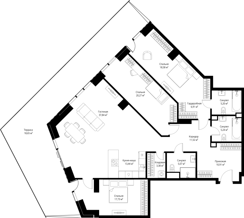 4 ккв (Евро) 174,7 м²