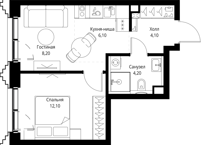 1 ккв 35,1 м²