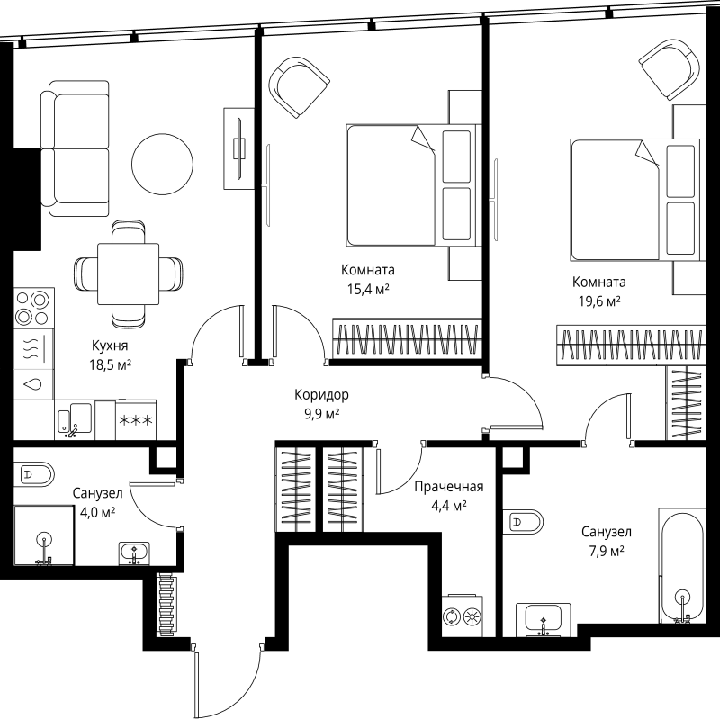 3 ккв (Евро) 79,7 м²