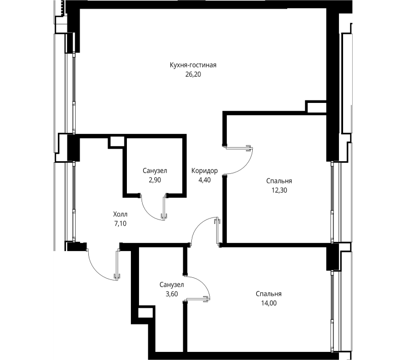 3 ккв (Евро) 70,5 м²