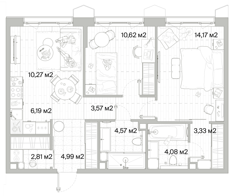 3 ккв (Евро) 64,6 м²
