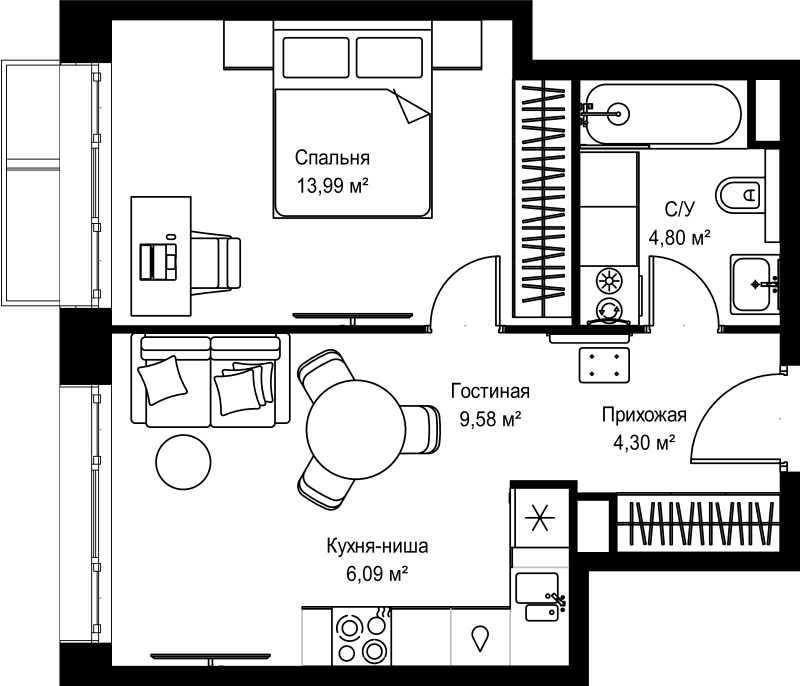 2 ккв (Евро) 38,8 м²