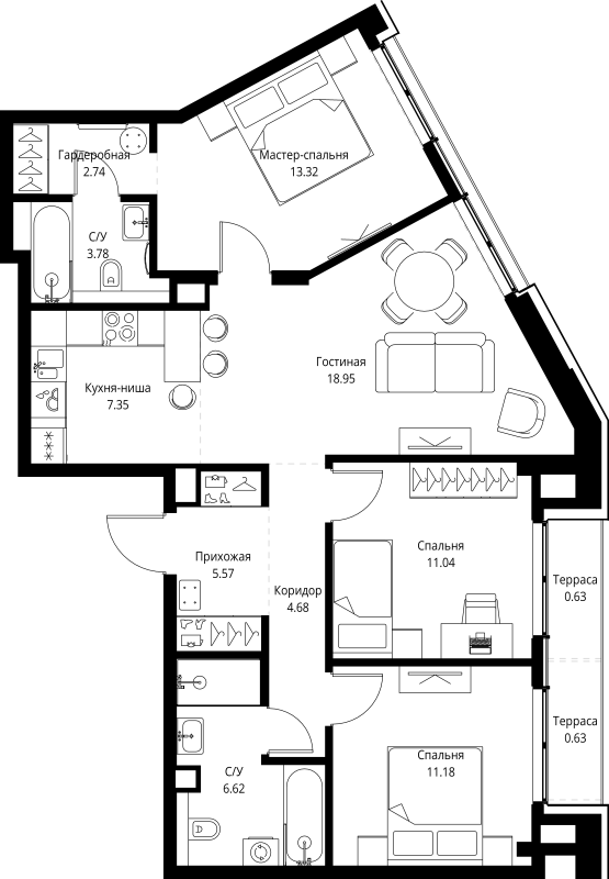 4 ккв (Евро) 86,5 м²