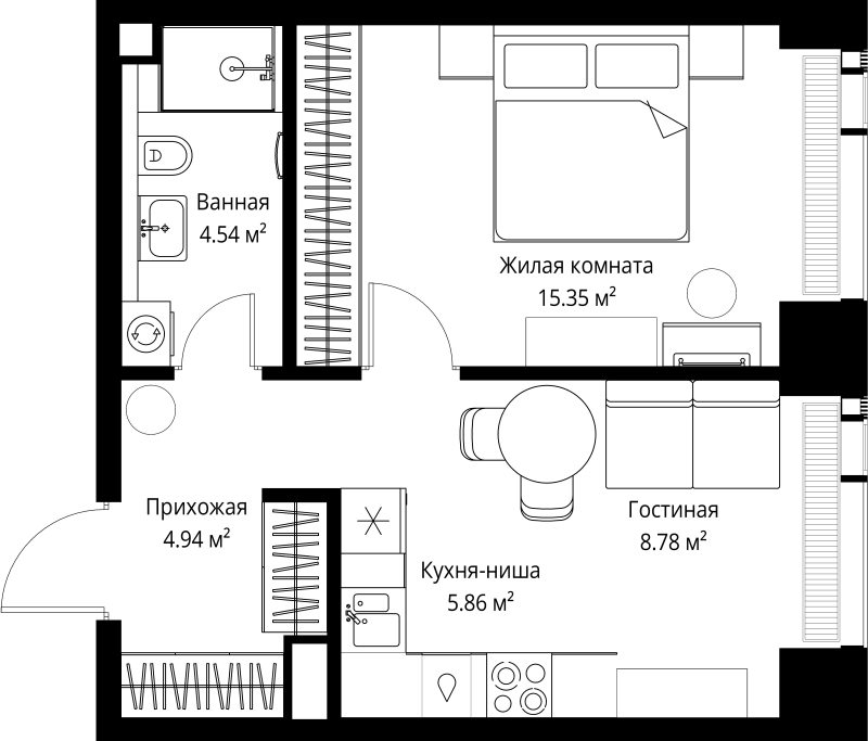 1 ккв 39,5 м²