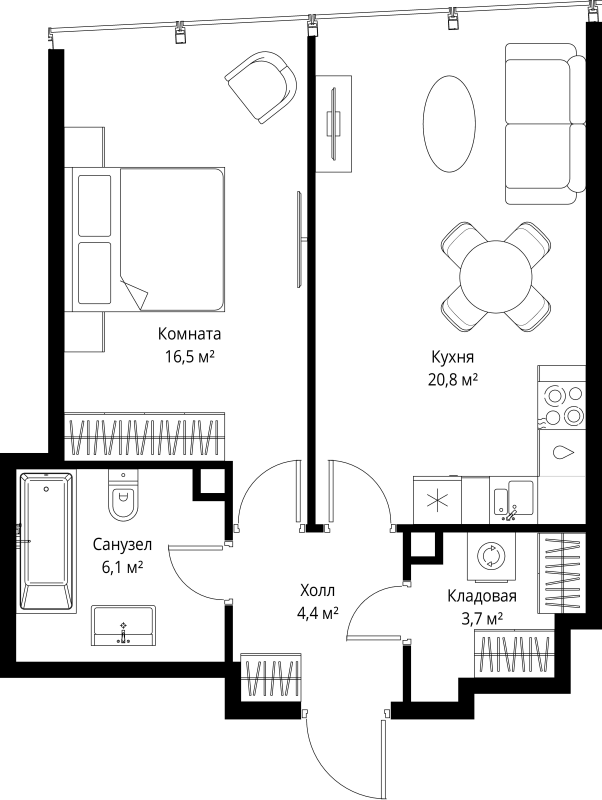 2 ккв (Евро) 51,5 м²