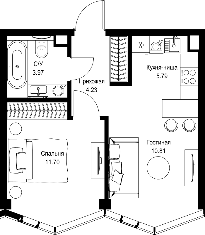 2 ккв (Евро) 36,5 м²