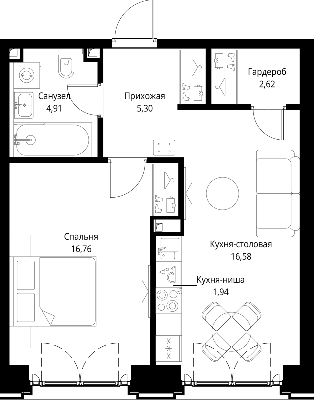2 ккв (Евро) 48,1 м²
