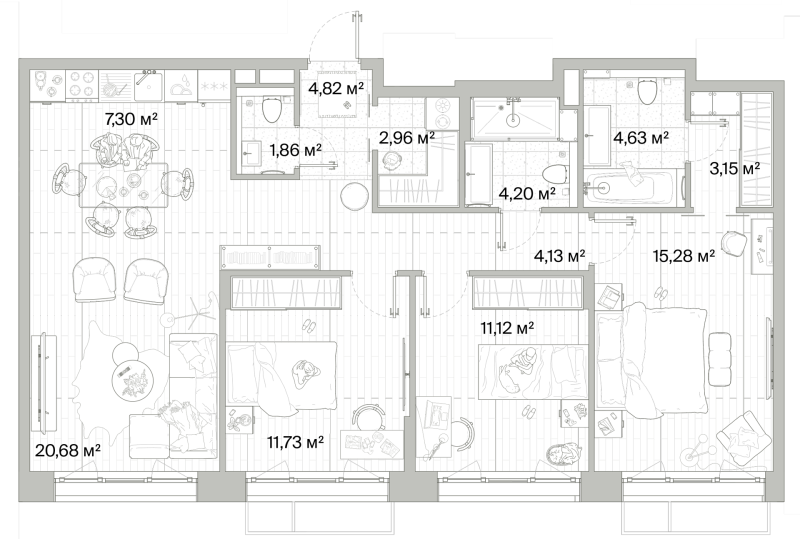 4 ккв (Евро) 91,9 м²