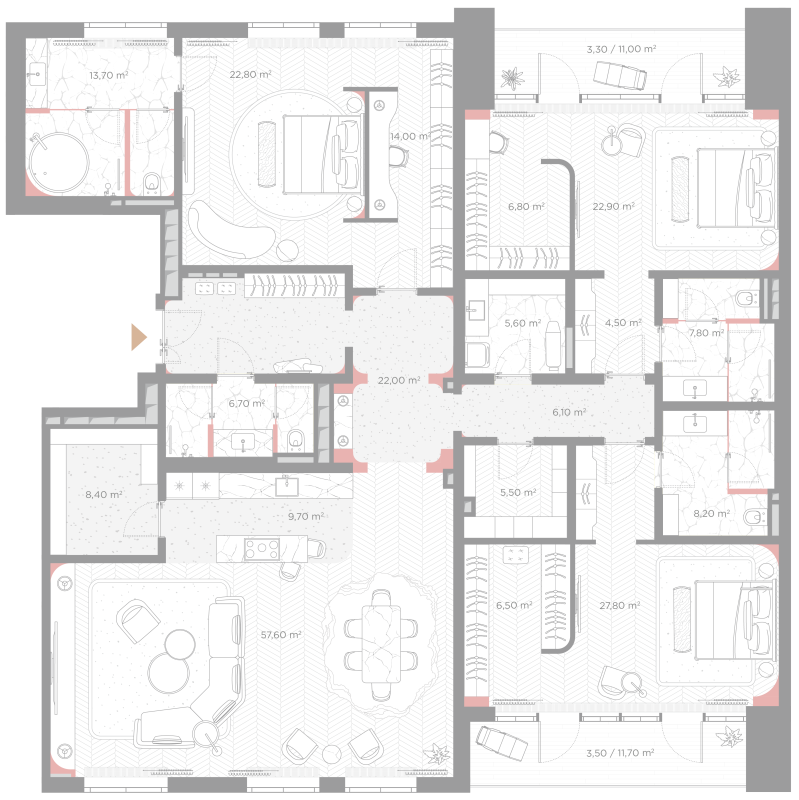 4 ккв (Евро) 263,4 м²