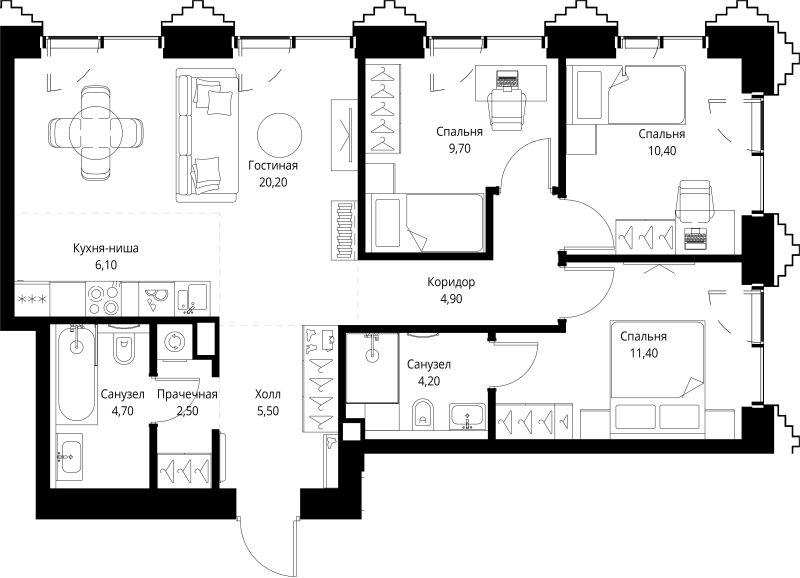 4 ккв (Евро) 80,2 м²