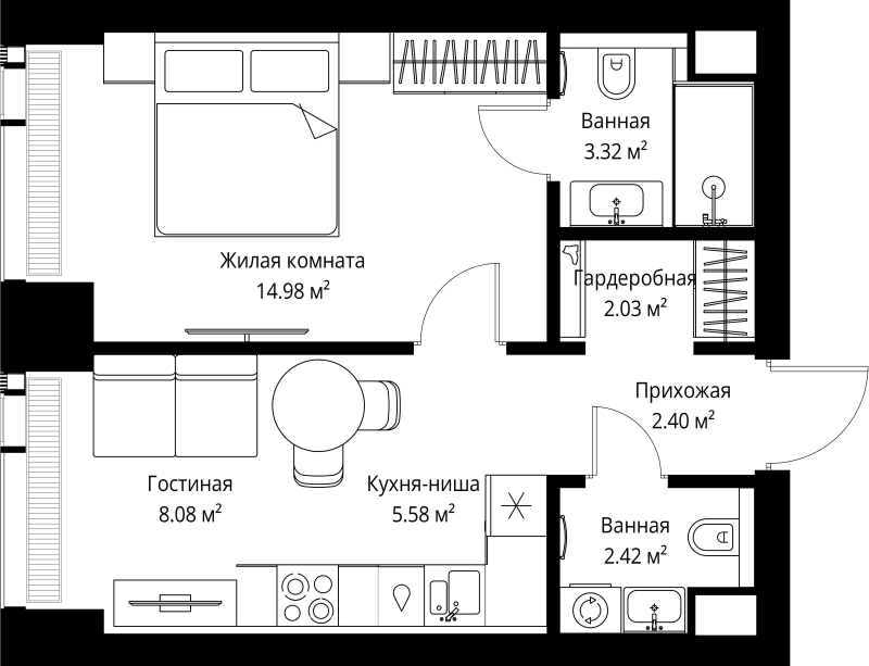 1 ккв 38,8 м²