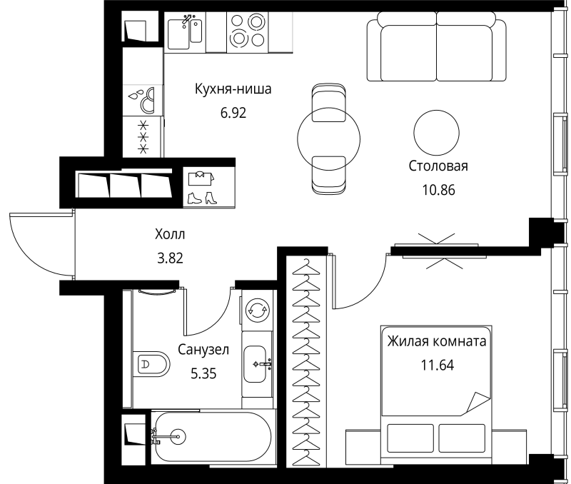 2 ккв (Евро) 38,6 м²