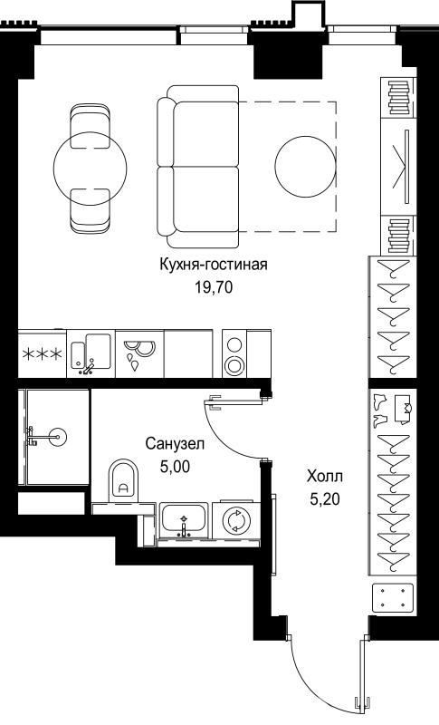 Студия 29,9 м²