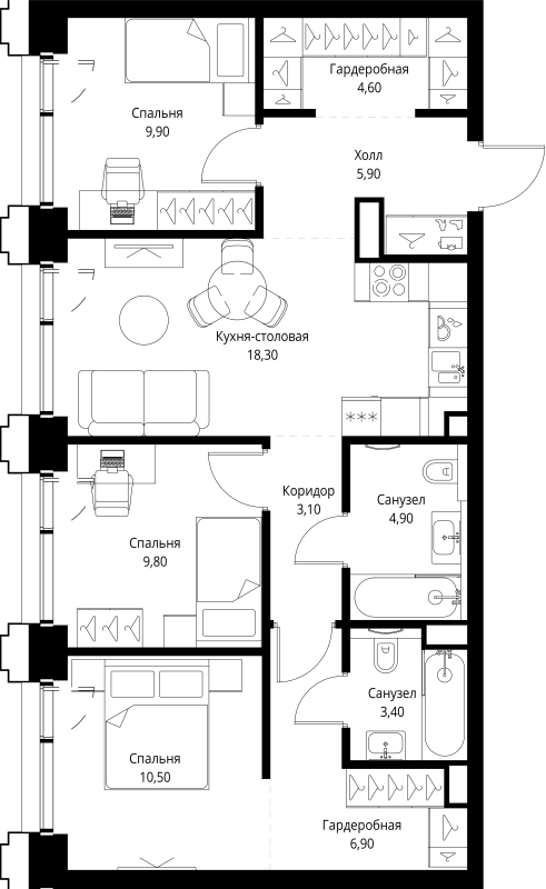 4 ккв (Евро) 77,8 м²