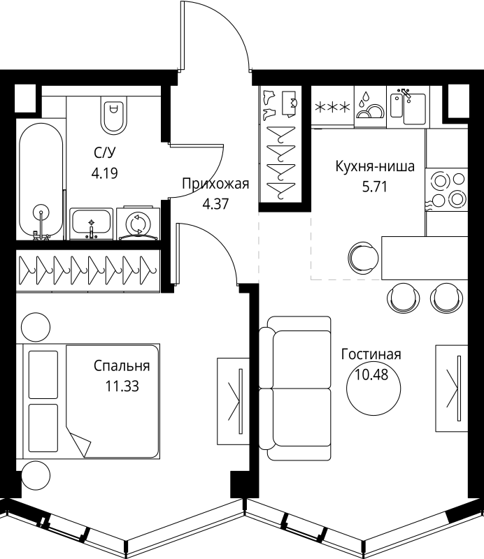 2 ккв (Евро) 36,1 м²