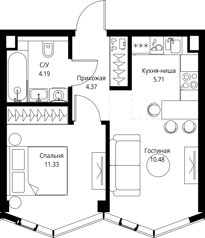 2 ккв (Евро) 36,1 м²