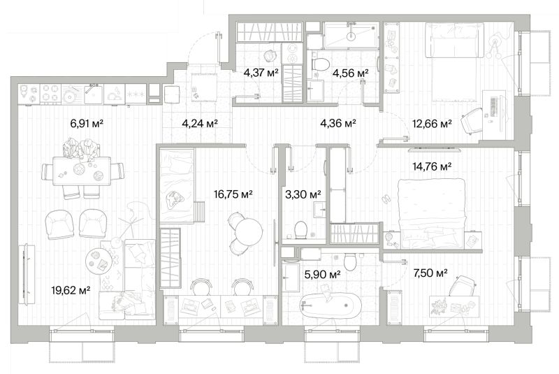 4 ккв (Евро) 104,9 м²