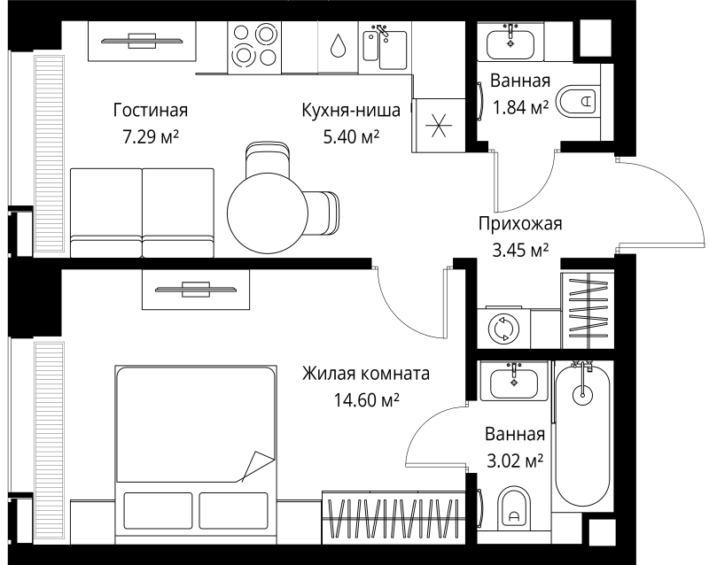1 ккв 35,6 м²