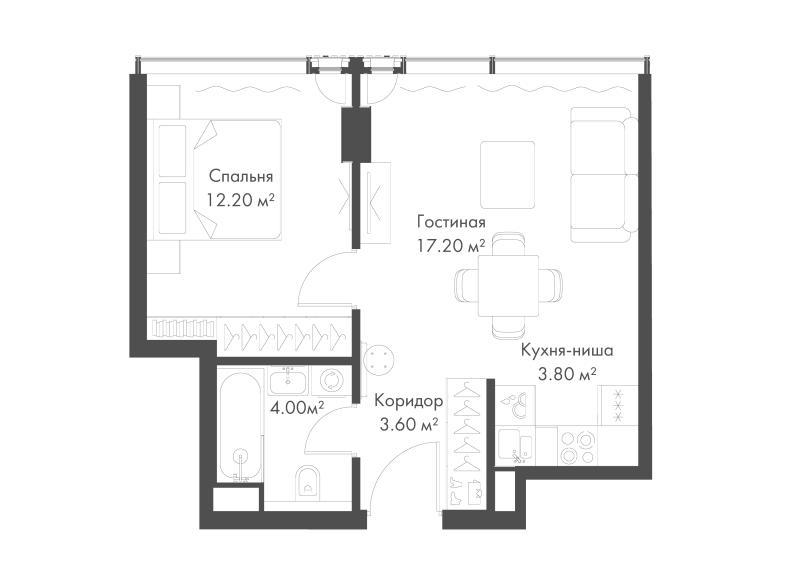2 ккв (Евро) 40,8 м²