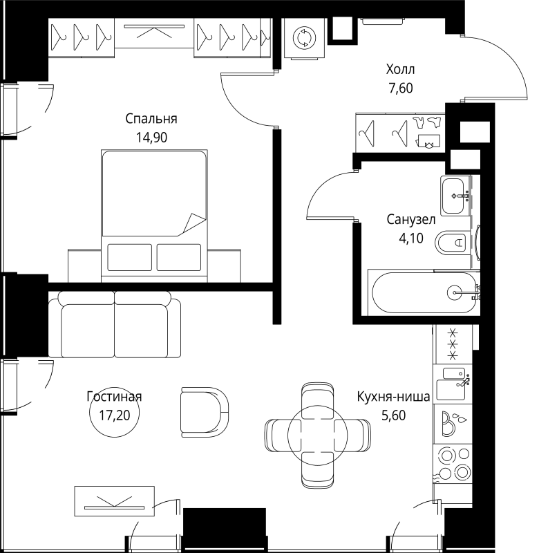 2 ккв (Евро) 49,4 м²