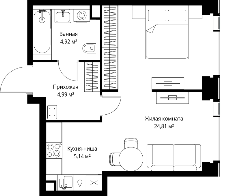 2 ккв (Евро) 39,9 м²