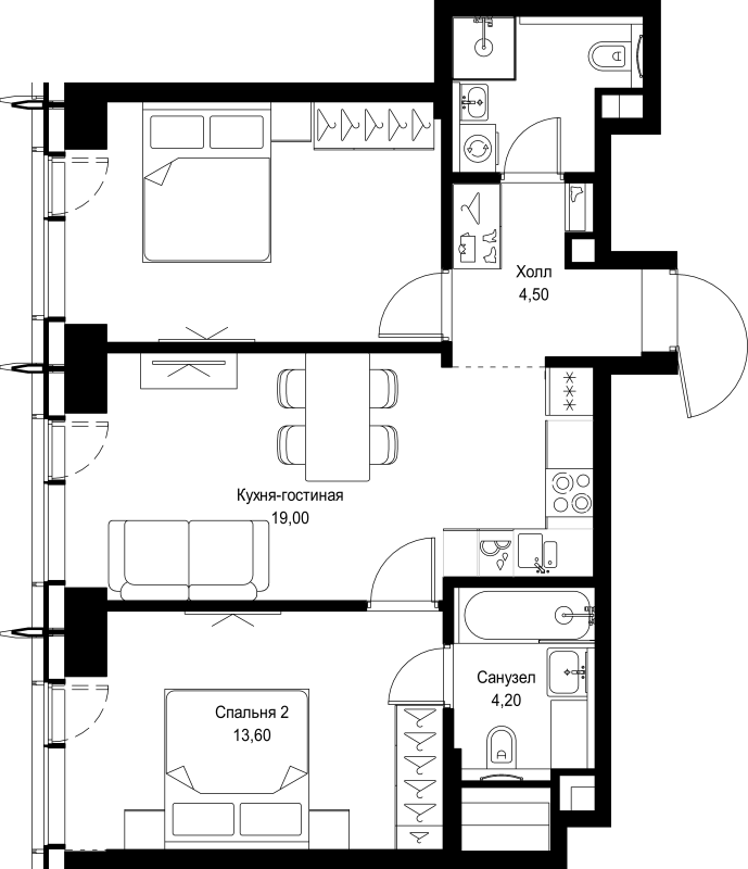 3 ккв (Евро) 59 м²