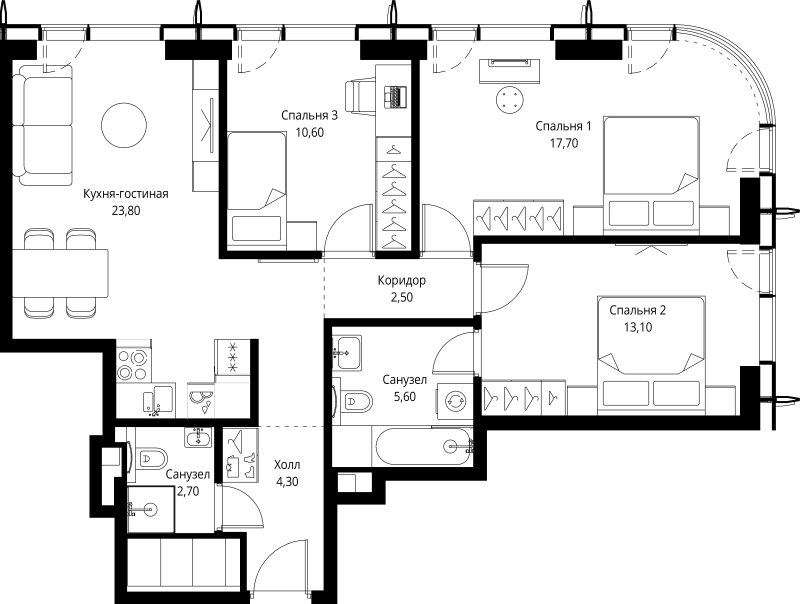4 ккв (Евро) 80,3 м²