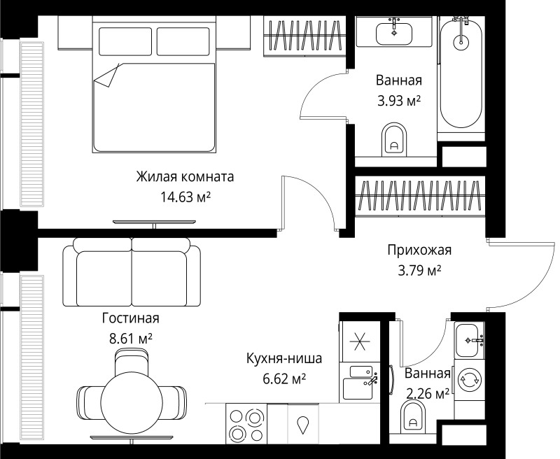 2 ккв (Евро) 39,8 м²