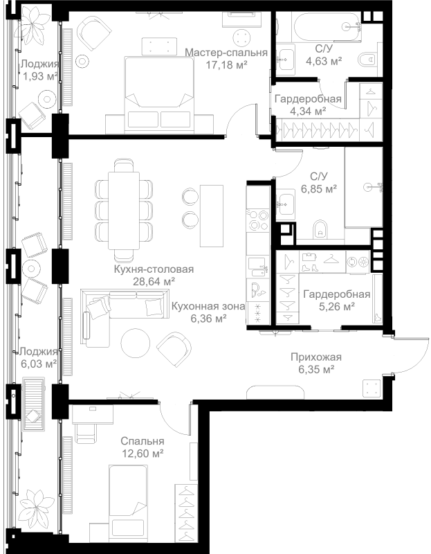 3 ккв (Евро) 100,2 м²