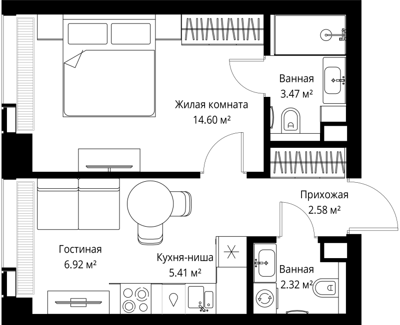 1 ккв 35,3 м²