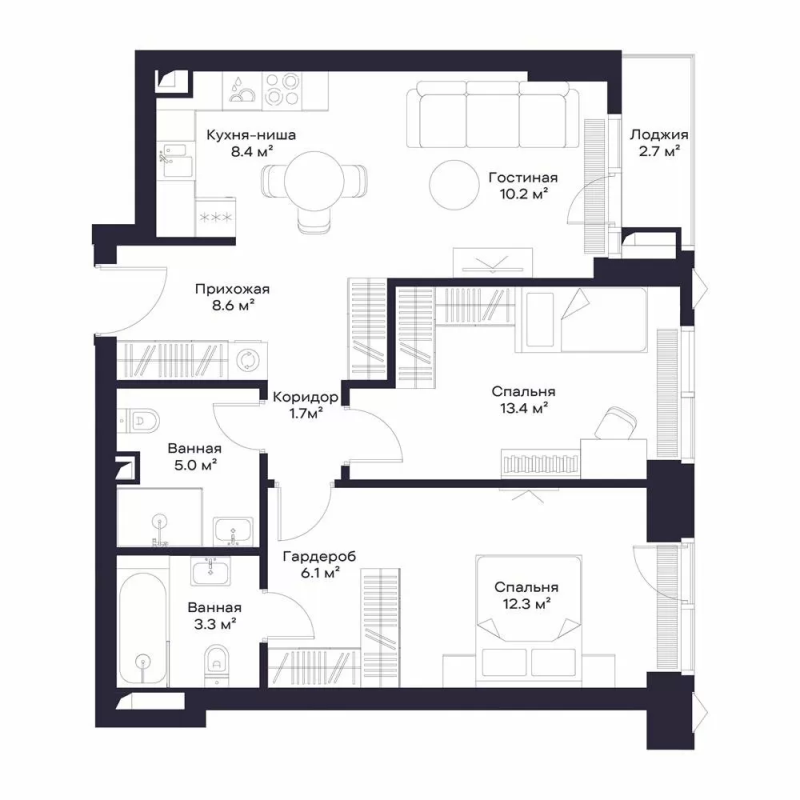 3 ккв (Евро) 69,7 м²