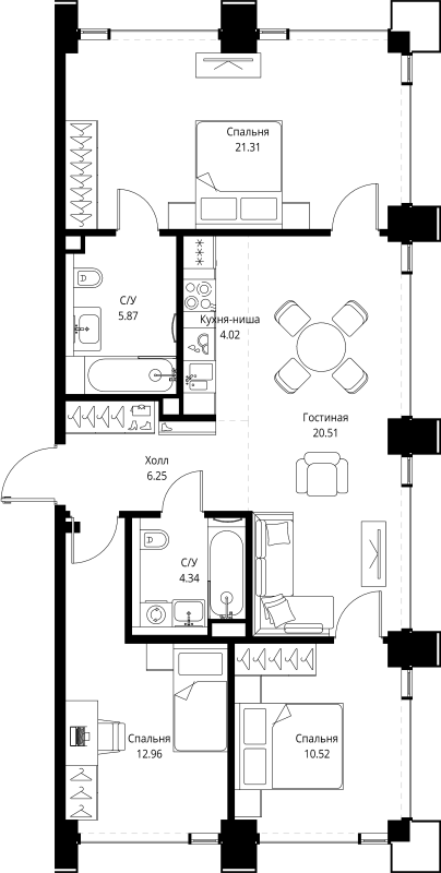 4 ккв (Евро) 85,8 м²