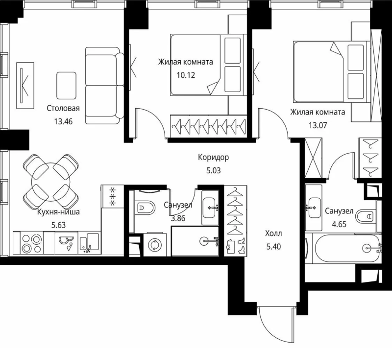 3 ккв (Евро) 61,2 м²