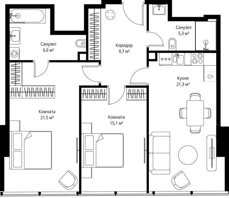 3 ккв (Евро) 79,5 м²